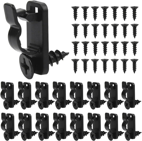 60 Pack Outdoor String Light Clips with Screw-in Hooks – Black Stainless Steel Q-Hangers with Safety Buckles for Garden, Patio, Fence & Christmas Decorations