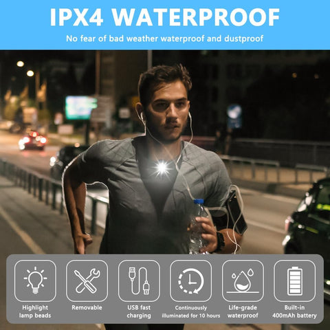 Clip-On Flashlight Running Light – 150 Lumen USB-C Rechargeable Safety Torch with 5 Modes, Hands-Free LED Work Light, IPX4 Waterproof