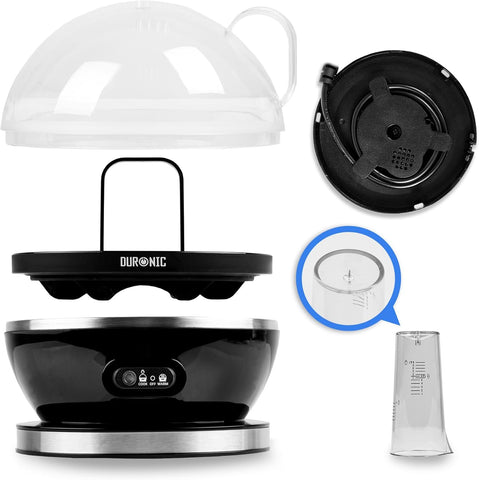 Electric Egg Boiler EB27 Black 400W 7-Egg Automatic Boiler & Poacher with Keep-Warm Function