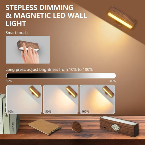 Battery Operated Wall Lights, Indoor Sconce Wall Light 360° Rotatable Magnetic, 4000mAh Rechargeable Wireless Wall Lamp, Touch Control Dimmable Wireless Wall Sconce for Bedroom, Living Room