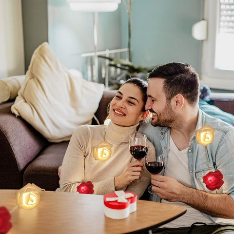 Rose Flower Fairy String Lights 6M with 40 LEDs, Battery Operated Decorative Lights for Romantic Indoor and Outdoor Décor