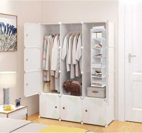 YINGGG 6-Shelf Hanging Wardrobe Organiser, Grey Non-Woven Fabric Storage Rack with 2 Wide Hook-and-Loop Straps for Sweaters, Shoes, Towels and Accessories
