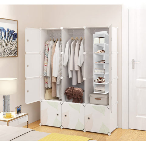 YINGGG 6-Shelf Hanging Wardrobe Organiser, Grey Non-Woven Fabric Storage Rack with 2 Wide Hook-and-Loop Straps for Sweaters, Shoes, Towels and Accessories