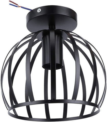Vintage Ceiling Light Semi Flush Mount Black Ceiling Light | Metal Cage Ceiling Lampshade with E27 Holder for Living Room, Kitchen, Bedroom, Hallway, Bulb not included