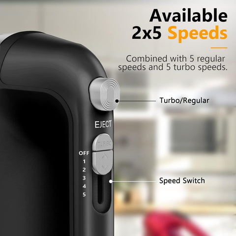 LILPARTNER 450W Electric Hand Mixer with Scale Cup Storage Case – Black