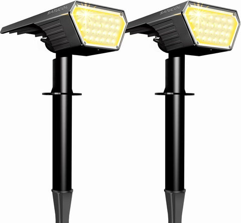 2pack Solar Spot Lights Outdoor,Auto On/Off Solar Lights Outdoor Waterproof IP65,2-in-1 Solar Powered Outdoor Landscape Lighting,Solar Lights for Outside Yard Garden Pathway (Warm White)