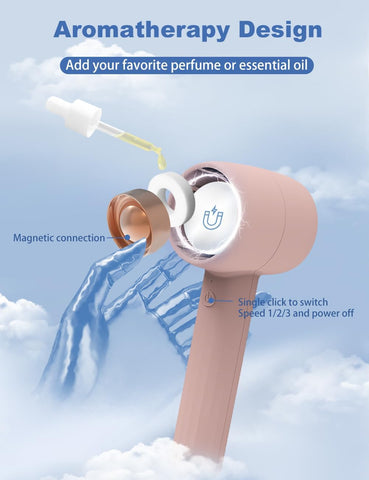 Rechargeable Handheld Fan with Aromatherapy 3 Speed