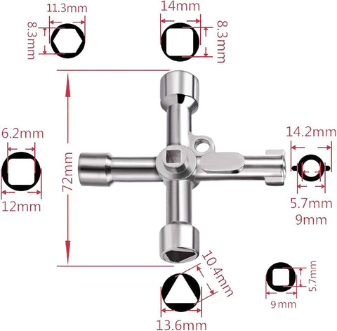 Tomario 4-in-1 Meter Box Gas Utilities Key Zinc Alloy