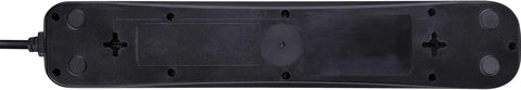 Masterplug Four Socket Switched Inline Power Surge Protected Extension Lead with Two USB Charging Ports, 2 Metres, Gloss Black
