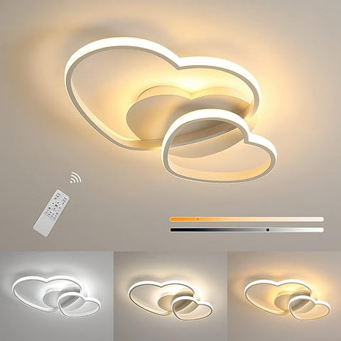 64W Heart-Shaped Dimmable LED Ceiling Light Chandelier White with Remote Control for Bedroom, Dining Room, Kitchen
