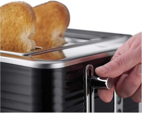 Inspire 4 Slice Toaster 1800W Black High Gloss, Extra Wide Slots, 6 Browning Levels, Lift & Look, Reheat, Frozen & Cancel Functions