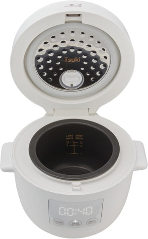 Yum Asia Tsuki Mini Rice Cooker – Pebble White – 2.5 Cups – Ceramic Bowl