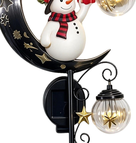 Snowman Stake Light, Solar Moon Design Garden Ground Lamp for Winter Decor