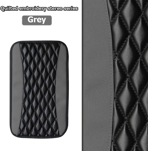 CGEAMDY Grey Car Center Console Cushion Pad – PU Leather Armrest Cover