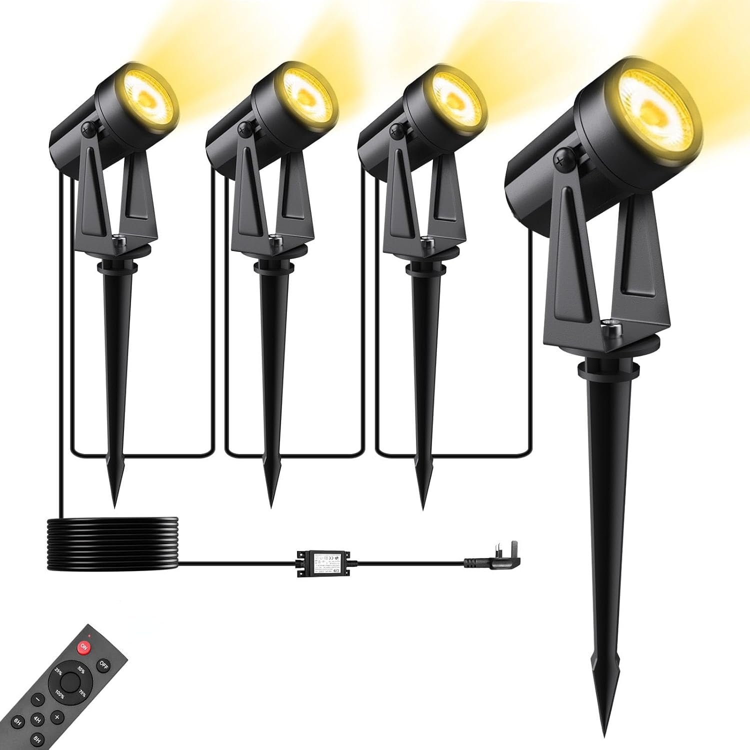 4 Pack 17M Garden Lights Mains Powered with Remote Control