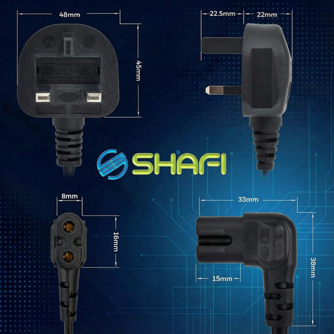 SHAFI 5M Figure 8 Power Lead - 2-Pin Right Angle IEC C7 Plug
