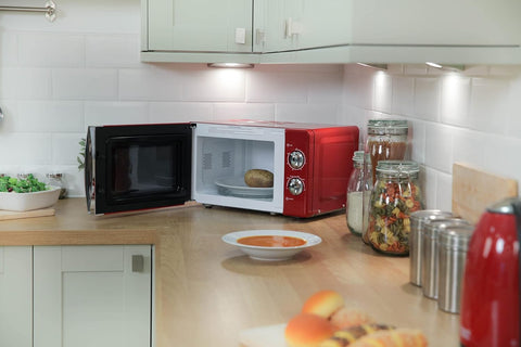 17L 700W Red Manual Microwave with 5 Power Levels & Defrost