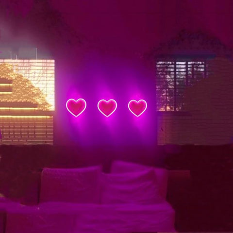 2Pack Valentines Heart Neon Sign,Battery Powered Led Pink Neon Light up Signs Heart Love Decorations Wall Decor for Bedroom Kitchen Door Dorm,Night Lamp Gifts for Girls Room,7.8x7.8in,Pink