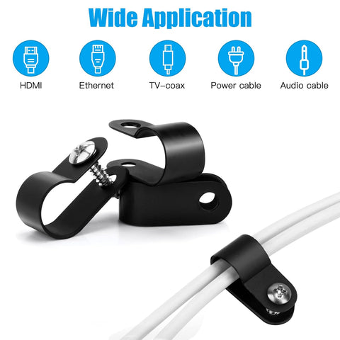 Aroidful 100pcs 1/4inch R Type Nylon Cable Clips for Wire Management