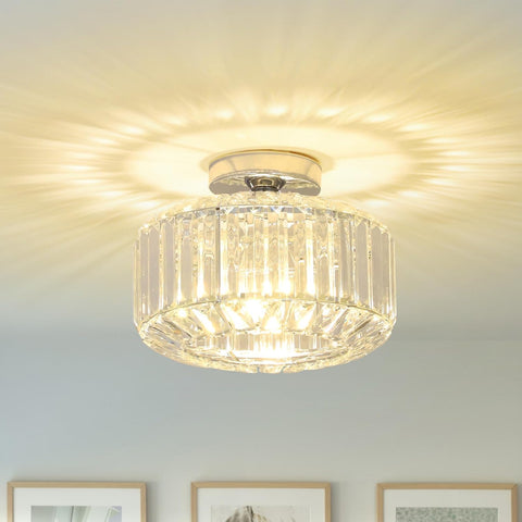 Modern Crystal Ceiling Light - K9 Crystal Chandelier with Gold Metal Frame