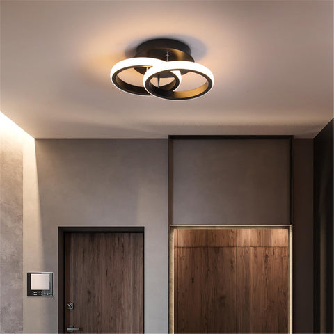 LED Ceiling Light Modern Ceiling Lamp Black Rings Simple Ceiling Light Fixture LED for Corridor Kitchen Stairs Hallway Study Room Bedroom Living Room - Black 20W (Warm White Light 3000K).