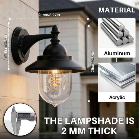 EBION Outdoor Coach Lantern Wall Lights 2 Pack – Vintage Black E27 Wall Lanterns with IP44 Water Resistance for Front Doors, Porches, Patios & Garages