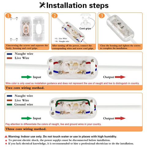 Helunsi Inline Switch 2 Pcs, Clear Lamp Cord Button Torpedo Switch, Rated 6A 250V ON OFF Electrical Wire Appliance Rocker Switches, Repair Replacement Control Power Cable Plug Desk Table Light Parts