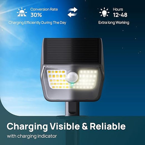 Weatherproof solar light installed near trees

