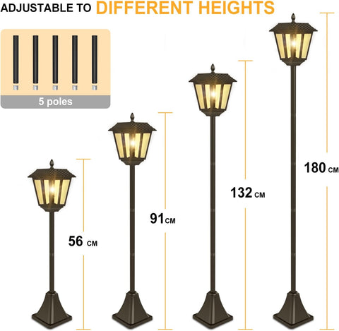 1.8m Solar Lamp Post Outdoor Solar Garden Lights