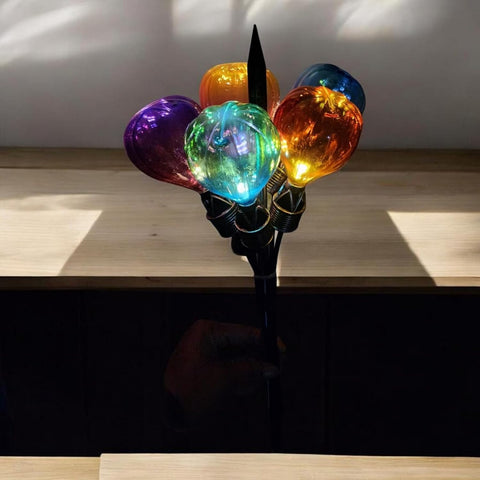 Solar Garden Stake Lights Hot Air Balloon Design – Outdoor Decorative Pathway Lights with Flame Effect LED, Auto On at Night, Multicolour Yard Lighting (1)