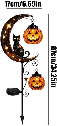 Solar Halloween Garden Stake Light Pathway Lighting Black Cat Pumpkin Moon