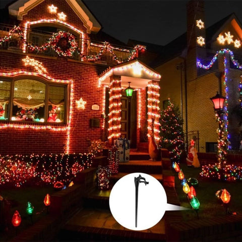 Christmas Light Stakes for C7 C9 Bulbs - 50 Pack 7.5 Inch Plastic Garden Stake Lights for Outdoor Pathway Lighting Holiday Decor Black(black)