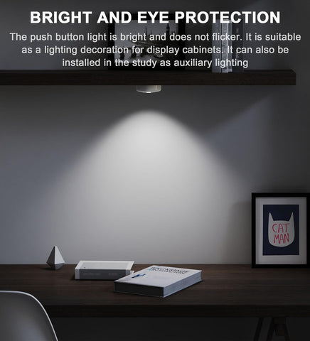 6 Pack Battery Operated Push Lights – Cordless LED Stick-On Lights for Cupboards, Wardrobes, Cabinets & Shelves - Brighten Dark Spaces Without Wires or Drilling