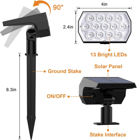 Solar Color Changing Lights - Multi-Color RGB Landscape Spotlights, IP65 Waterproof Solar Powered Garden Lights for Pathway, Tree, Garden