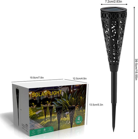 Solar Pathway Lights, 4 Piece LED with Hollow Out Waterproof Design, Landsc