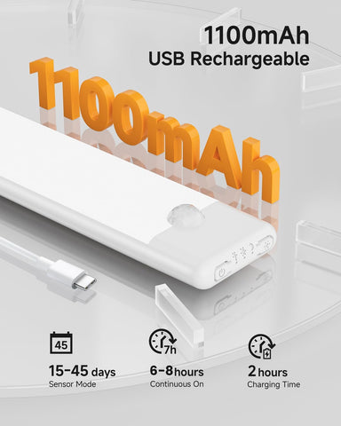 Motion Sensor Under Cupboard Kitchen Lights – Rechargeable LED Under Cabinet Light with 3 Colour Temperatures, Dimmable Brightness & Magnetic Cordless Mount for Wardrobes, Shelves & Stairs - Light Up the Dark Corners You Usually Ignore