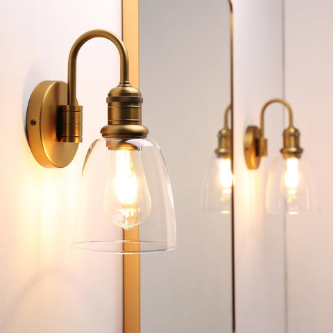 JIMUBEAM 1-Light Industrial Wall Sconce with Clear Glass Shade