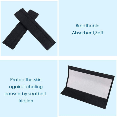 URAQT Car Seat Belt Pad Cover 2 Pack Black – Soft Cotton & Nylon Shoulder Strap Cushion for Car, Luggage, and Bags