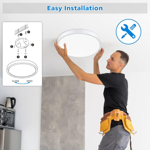 24W Ultra-Thin LED Ceiling Light with Dimmable 2000K Backlight, Warm Night Light & Timer, Modern 12 Inch Round Flush Mount for Bedroom Living Room Kitchen