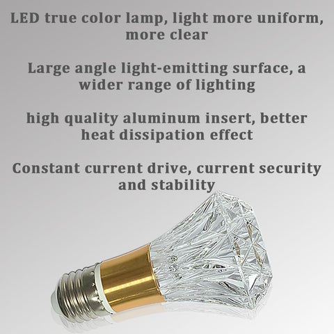 Acrylic Crystal Bulb 5W Edison Screw Light 85-265V, 6000K White Light, E27 Base Professional Decorative lamp (1 Count E27-B009) [Energy Class F]