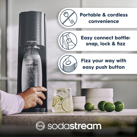 SodaStream Terra Sparkling Water Maker – Black – Quick Connect CO2 System – 60L