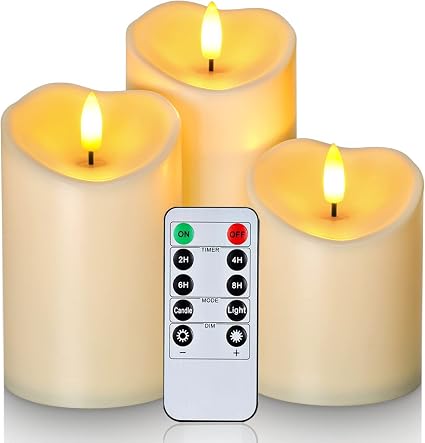 3 Pack Orange Flameless LED Candles with Remote – Waterproof Flickering Pillar Candles for Autumn, Halloween & Outdoor Décor