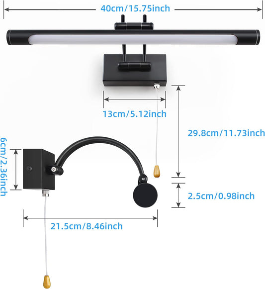 LED Bathroom Vanity Lighting Fixtures 12W Cabinet Picture Wall Light, Indoor Wall Sconce Lightings with Ajustable Arm for Living Room 3000K Reading Lamp Display Lamps