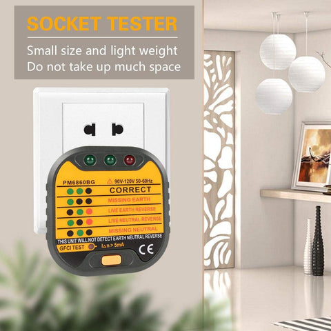 Automatic Electric Socket Tester Outlet Tester Polarity Check Meter Neutral Live Earth Wire Testing with UK Plug
