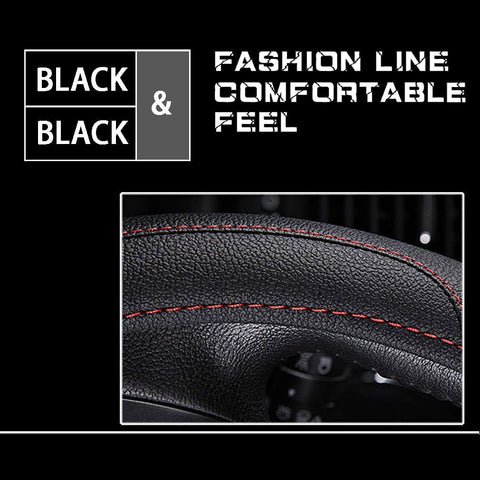 Leather Car Steering Wheel Cover 15 Inch Breathable Anti-Slip