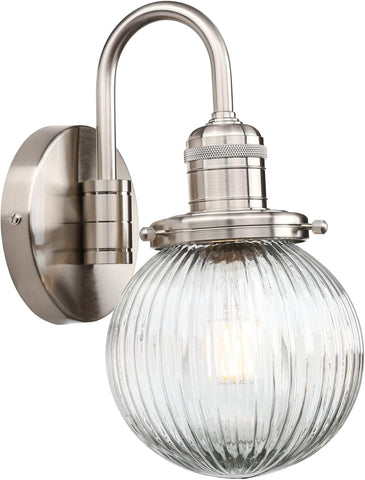 Retro Glass Ribbed Wall Light E27 Industrial Sconce