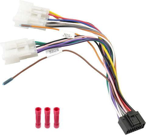 Jayubien 16Pin ISO Android Radio Stereo Wiring Harness with Butt Connector Reverse SWC Cable Replacement for Select Toyota and Subaru Car Audio Adapter