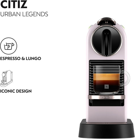 De'Longhi Nespresso CitiZ Coffee Machine – 19 Bar Espresso Maker for Original Pods, Compact Design, Pink (EN167.P)