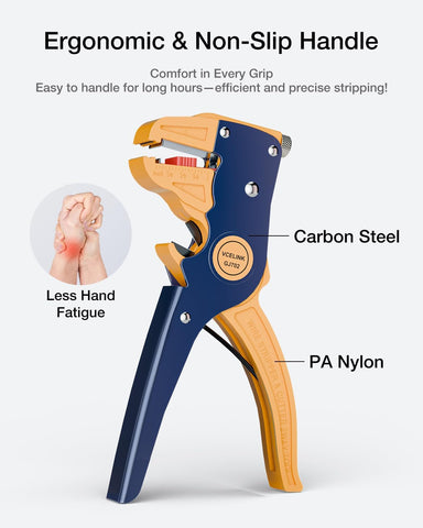 VCELINK Automatic Wire Stripper and Cutter, Electrical Cable Stripping Tool Adjustable for 14-24 AWG Cables with Eagle Nose in 7 Inch (GJ702)