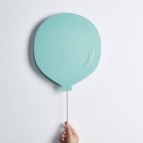 Mint Green Metal Balloon Wall Light – 32cm Battery Operated Warm White LED Night Light for Kids' Bedrooms or Nurseries – Indoor
